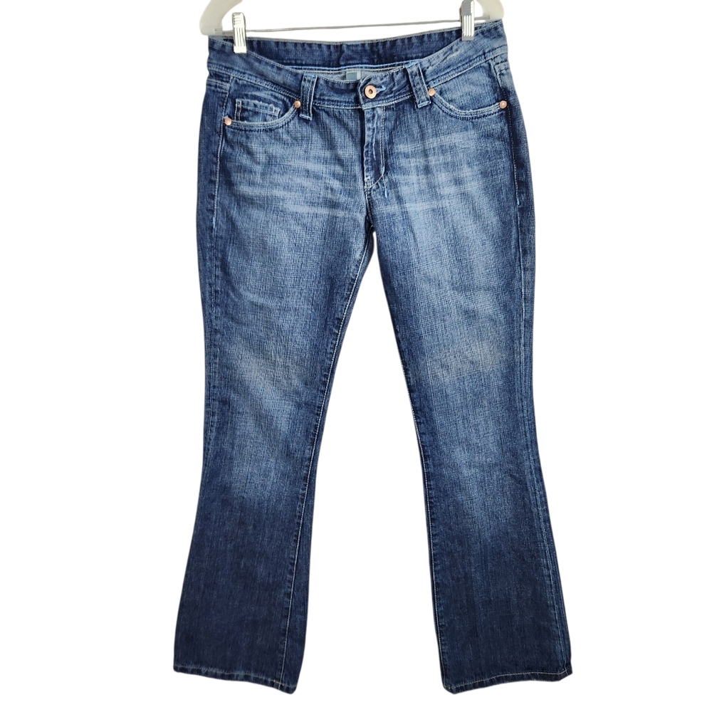 TRF Zara Womens Size 10 Low Rise Blue Denim Cotton Distressed Boho Bootcut Jeans